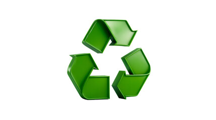 Eco friendly green recycling symbol on transparent background