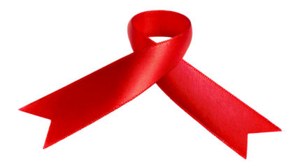 Red ribbon symbolizes awareness and support for causes