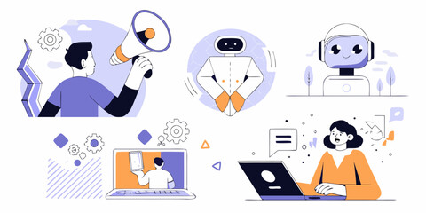 Modern technology and communication concepts illustrated