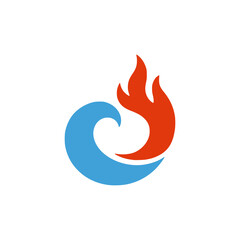 wave with fire creative agency company logo vector illustration template design