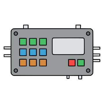 control module panel flat color vector illustration template design