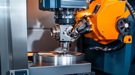 Mechanical engineering technology, modern mechanical workshop, high-tech tools and automation, precision machinery, engineering team operating CNC machine