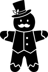 Gingerbread Man Silhouette isolated.
Winter Christmas Cookie Clipart.
Transparent background.