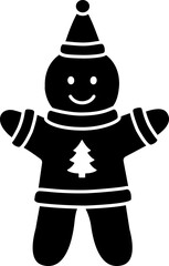 Gingerbread Man Silhouette isolated.
Winter Christmas Cookie Clipart.
Transparent background.