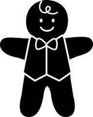 Gingerbread Man Silhouette isolated.
Winter Christmas Cookie Clipart.
Transparent background.