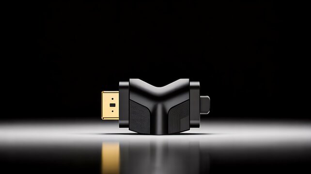 High quality hdmi adapter connector on reflective surface with modern tech design
