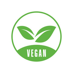vegan friendly certification logo design concept idea with green leaves