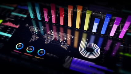 Dynamic data visuals for business info graphics, animated charts, and data-driven insights for a business meeting mock-up. Explore the world of trading, stock exchanges, and crypto