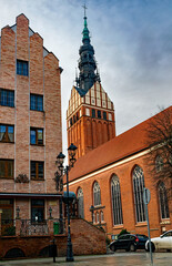 St. Nicholas Cathedral in Elblag, Poland. Brick gothic architecture