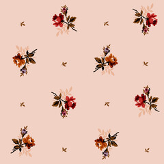 seamless pattern with flower and leaves