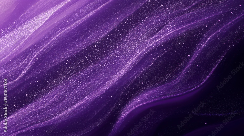 Wall mural abstract purple flowing background with shimmering particles.