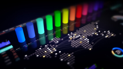 Dynamic data visuals for business info graphics, animated charts, and data-driven insights for a business meeting mock-up. Explore the world of trading, stock exchanges, and crypto