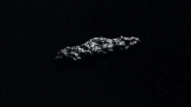 Interstellar Elongated Rock in Space Concept CGI Animation 02