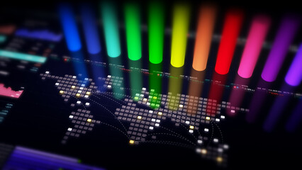 Dynamic data visuals for business info graphics, animated charts, and data-driven insights for a business meeting mock-up. Explore the world of trading, stock exchanges, and crypto