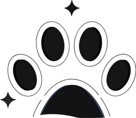 silhouette  paw footprint cat vector illustrator