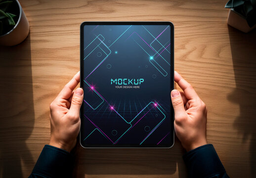 Top View Tablet Mockup Minimal Desk