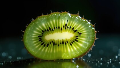 Dark Environment Highlighting Kiwi&rsquo;s Radiant Green Center