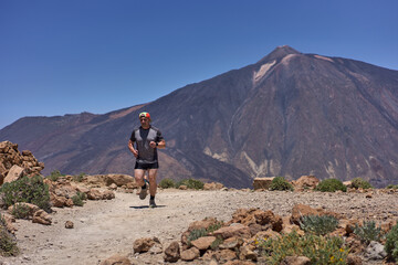 Fototapeta premium Trail runner on Mount Guajara