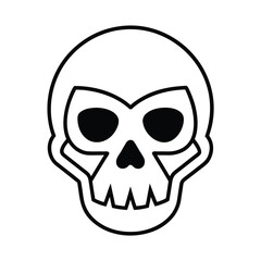 Halloween vector art of outline of a skull with empty eye sockets and sharp teeth, isolated
