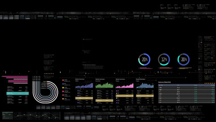 Dynamic data visuals for business info graphics, animated charts, and data-driven insights for a business meeting mock-up. Explore the world of trading, stock exchanges, and crypto