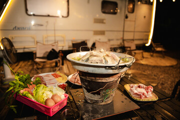 Outdoor Cooking Experience with Traditional Thai Barbecue Setup