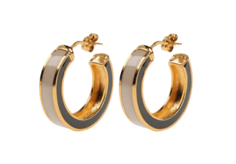 Elegant, gold-toned hoop earrings with a subtle, enamel-like accent
