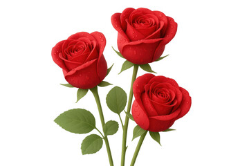 Vibrant red roses glistening with water droplets, symbolizing passion and delicate beauty against clear backdrop