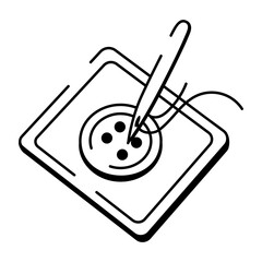 A hand drawn style icon showing sewing button
