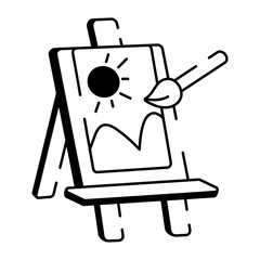 A doodle style icon representing easel art
