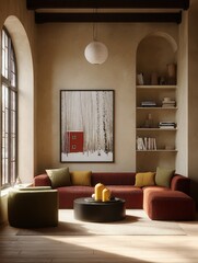 Inviting Living Room Interior with Modern Décor and Natural Light