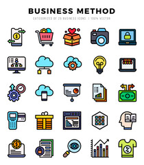 Vector Business Method types icon set in Lineal Color style. vector illustration.
