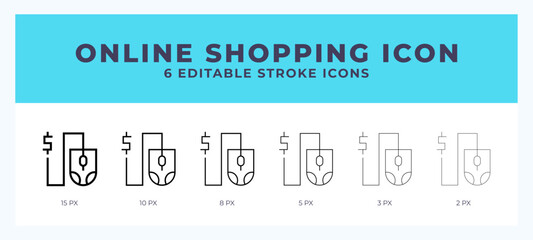 Online shopping line icon. Thin line. Bold line. Vector illustration.