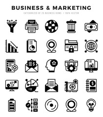 Set of Business & Marketing icons in Lineal Filled style. Lineal Filled Icons symbol collection.