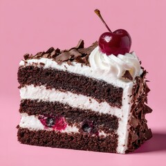 A slice of decadent chocolate cake