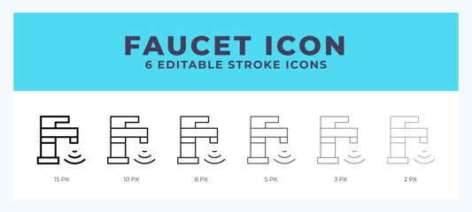 Faucet icon symbol. Logo illustration thin line. Bold line vector icons. Editable stroke