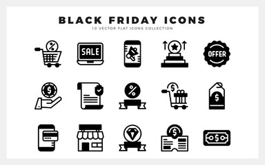 15 Black Friday Lineal Fill icon pack. vector illustration.