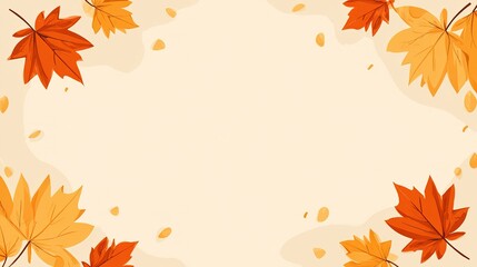Obraz premium Simple Background with Autumn Maple Leaves – Vibrant Red and Orange Foliage Against Clean Backdrop, Capturing Cozy Fall Atmosphere