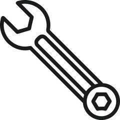wrench outline vector illustration on white background