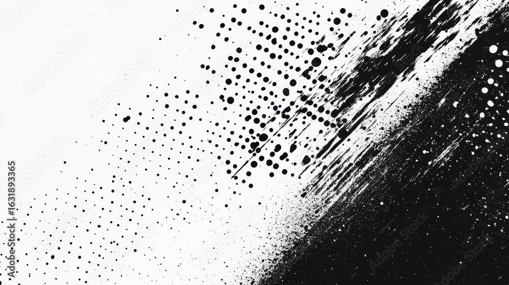 Canvas Prints abstract black and white ink splatter texture.