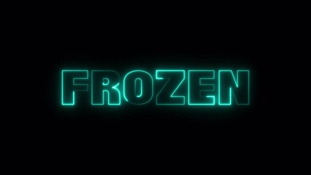 frozen neon text animation on black background for winter themes, freeze effects, and intro titles