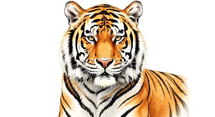 Obraz premium Portrait of a majestic tiger with striking stripes and intense gaze illustration