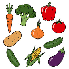 Simple Vegetable Icons, Cartoon Food Set