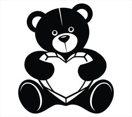 Obraz premium Adorable Teddy Bear Holding Heart Vector
