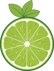 Sliced Lime with Leaves, Citrus Fruit 