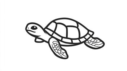 Stylized sea turtle illustration with clean black lines on white