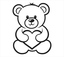 Fototapeta premium Bear Holding Heart Shape Illustration