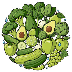 Green Vegetable Circle, Fresh Produce Border