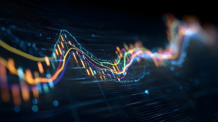 Abstract financial graph showing dynamic patterns on a digital interface, data visualization