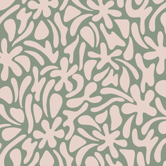 hand drawing abstract tropical and botanical pattern 