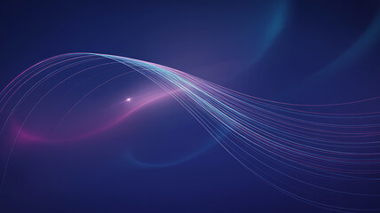 Abstract Blue and Pink Wavy Lines Flowing on Dark Blue Background wave